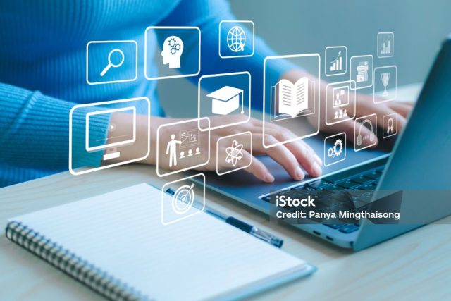 e-learning education internet lessons and online learning with webinars, video tutorials, personal development and professional qualifications. Digital courses to develop new skills